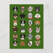 Carte Postale Motif visage chien de Noël (Devant)