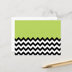 Carte Postale Motif Zigzag noir et blanc, Chevron, Vert