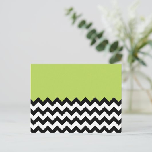 Carte Postale Motif Zigzag noir et blanc, Chevron, Vert (Debout devant)