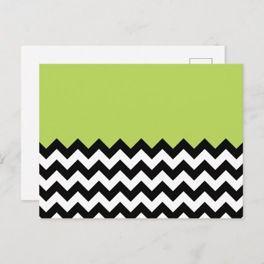Carte Postale Motif Zigzag noir et blanc, Chevron, Vert (Devant / Derrière)