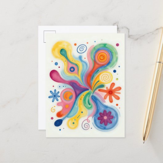 Carte Postale Motifs Abstraits Colorés (Devant/Arrière en situation)