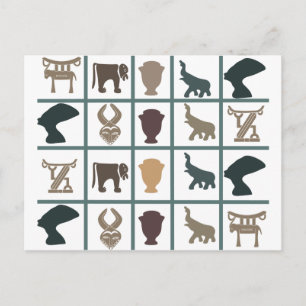 Carte Postale Motifs africains et art de silhouettes d'animaux
