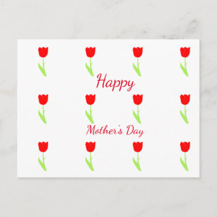 Carte Postale Motifs floraux Tulipes rouges Fête des mères color