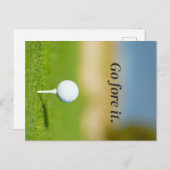 Carte postale motivante de golf « Allez-y ! » (Devant / Derrière)