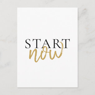 Carte Postale Motivation Commencer Maintenant Typographie Noire