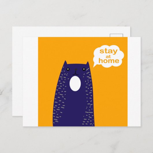 Carte Postale Motivation slogan Restez à la maison. Cartographie (Devant / Derrière)