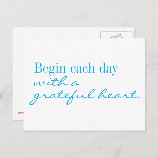 Carte postale motivationnelle Cœur Reconnaissant (Devant / Derrière)