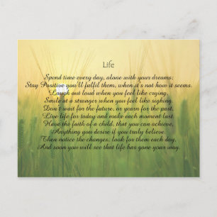 Carte postale Motivationnelle de vie pour l'encour