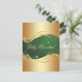 Carte Postale Motivo dorado de Navidad con fondo verde (Debout devant)