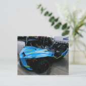 Carte Postale Moto bleu (Debout devant)