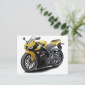 Carte Postale Moto CBR 600 Jaune-Noir (Debout devant)
