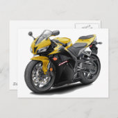 Carte Postale Moto CBR 600 Jaune-Noir (Devant / Derrière)