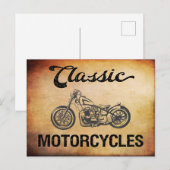 Carte Postale Moto classique avec silhouette vintage (Devant / Derrière)