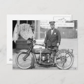 Carte Postale Moto de police Henderson, 1922 (Devant / Derrière)