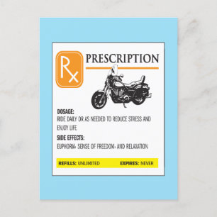 Carte Postale Moto d'ordonnance amusant