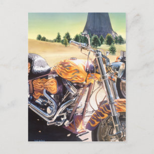 Carte Postale Moto "El Diablo" à l'aquarelle du désert