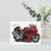 Carte Postale Moto Hayabusa Rouge-Noir (Debout devant)