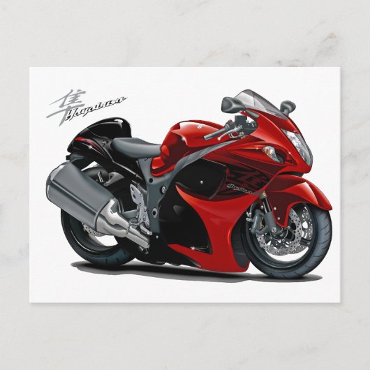 Carte Postale Moto Hayabusa Rouge-Noir (Devant)