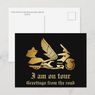 Carte Postale Moto vélo golden gold goldwing salutation