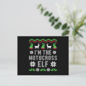 Carte Postale Motocross Elf Motorcycle Ugly Christmas Biker Gift (Debout devant)