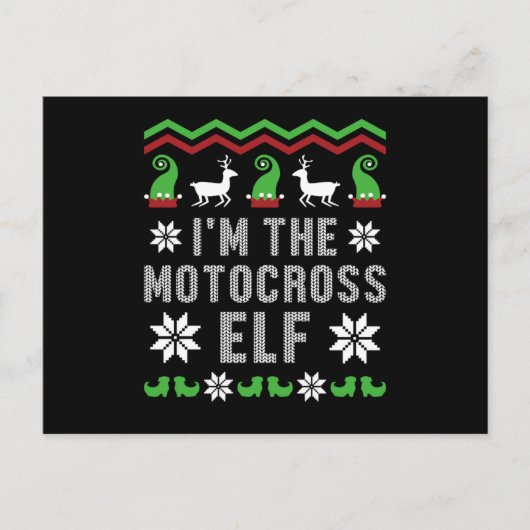 Carte Postale Motocross Elf Motorcycle Ugly Christmas Biker Gift (Devant)