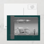 CARTE POSTALE MOTOCYCLE DESIGN ART. (Devant / Derrière)