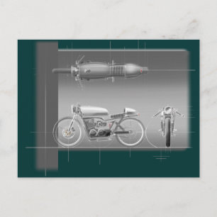 CARTE POSTALE MOTOCYCLE DESIGN ART.