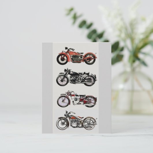 Carte Postale MOTOCYCLES vintages (Debout devant)
