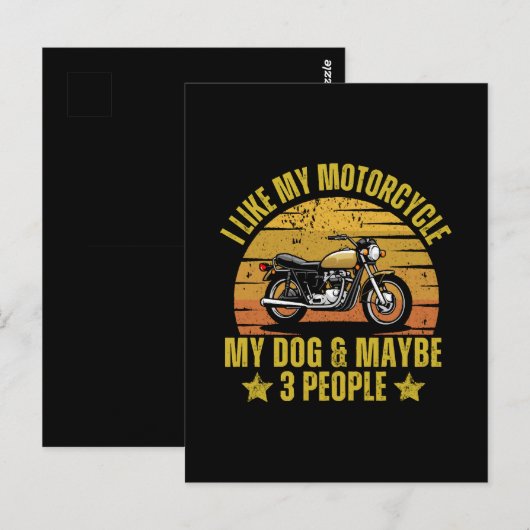 Carte Postale Motocyclette de chien (Devant / Derrière)