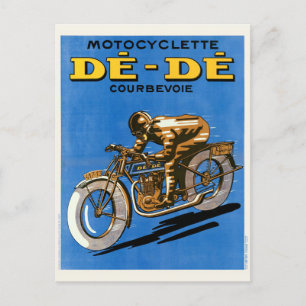 Carte Postale Motocyclette De-De France Poster vintage 1927