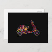 Carte Postale Motocyclette Motif à fleurs (Devant / Derrière)