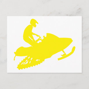 Carte Postale Motoneige jaune
