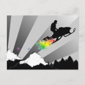 Carte Postale motoneige. piste de neige. (Devant)