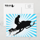 Carte Postale motoneige. piste en poudre. (Devant / Derrière)