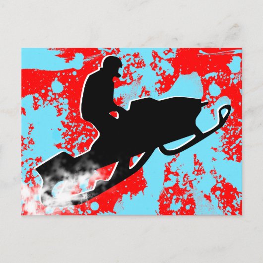 Carte Postale motoneige. piste en poudre. (Devant)