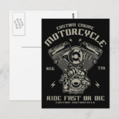Carte Postale Motorcycle Moteur Personnalisé Circuler Rapidement (Devant / Derrière)