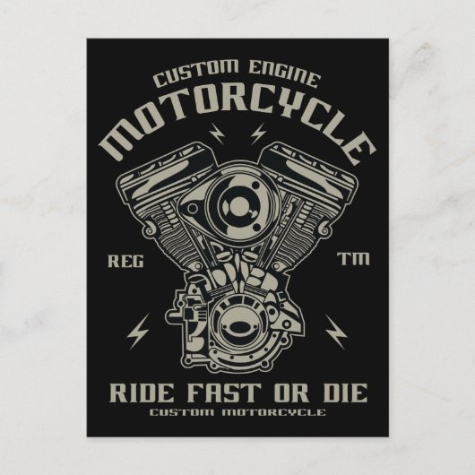 Carte Postale Motorcycle Moteur Personnalisé Circuler Rapidement (Devant)