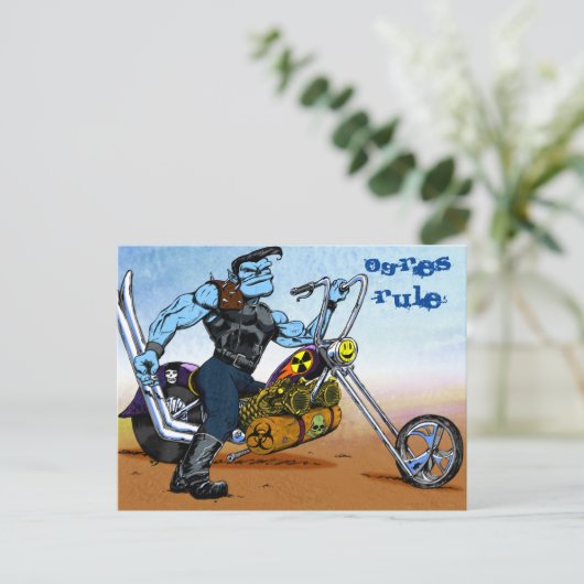 CARTE POSTALE MOTORCYCLE OGRES RÈGLE LES TERRES DÉCHIRÉES (Debout devant)