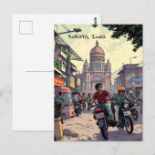 Carte Postale Motos du centre-ville à Calcutta, Inde (Devant / Derrière)