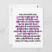 Carte Postale Mots Descriptifs Pour Maman (Devant / Derrière)