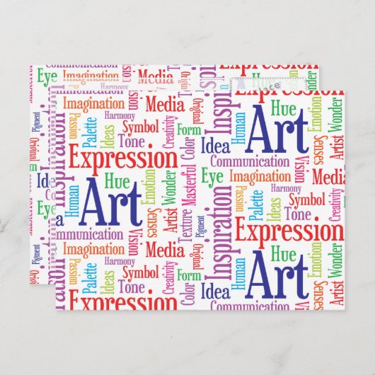 Carte Postale Mots d'inspiration d'artiste ou de concepteur créa (Devant / Derrière)