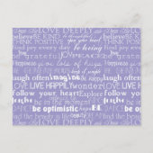 Carte Postale Mots d'inspiration violets blancs Noël (Devant)