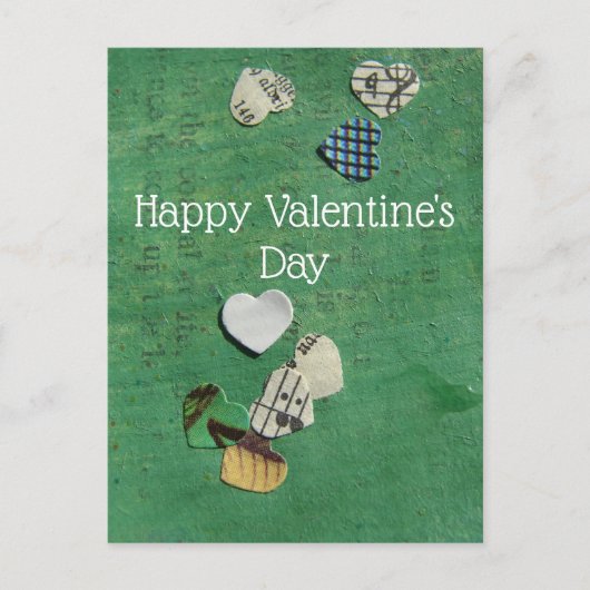 Carte Postale Mots et coeurs Collage Abstrait, Saint-Valentin (Devant)