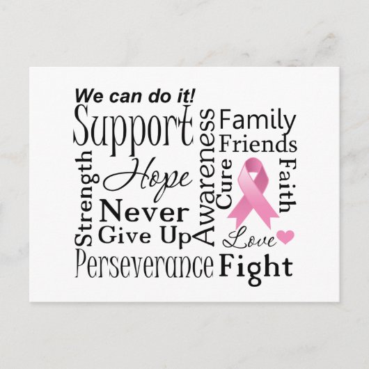Carte Postale Mots favorables au cancer du sein (Devant)