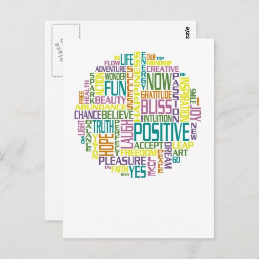 Carte Postale Mots positifs (Devant / Derrière)