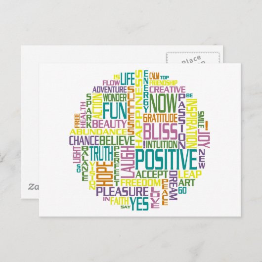 Carte Postale Mots positifs (Devant / Derrière)