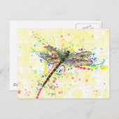 Carte Postale Mouche dragonfly à l'aquarelle tendance mignonne (Devant / Derrière)