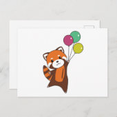 Carte Postale Mouches Rouges Panda Ballons mignons Animaux Pour  (Devant / Derrière)