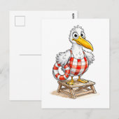 Carte Postale Mouette Comic Lifeguard Bird (Devant / Derrière)
