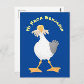 Carte Postale Mouette drôle avec frites dessin animé (Devant / Derrière)